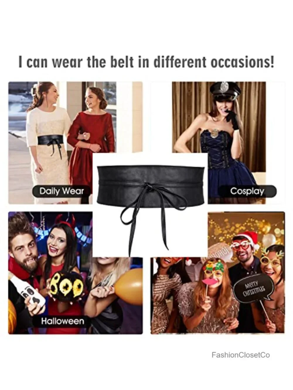 Wide PU Leather Waist Belt Self Tie Wrap Waistband Boho Halloween Costume